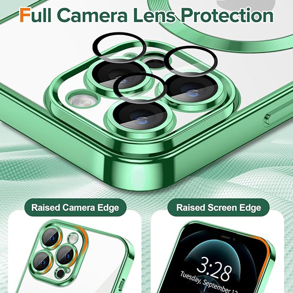 Funda MagSafe para Apple iPhone 12 Pro Max, Techsuit, Luxury Crystal, Verde Claro
