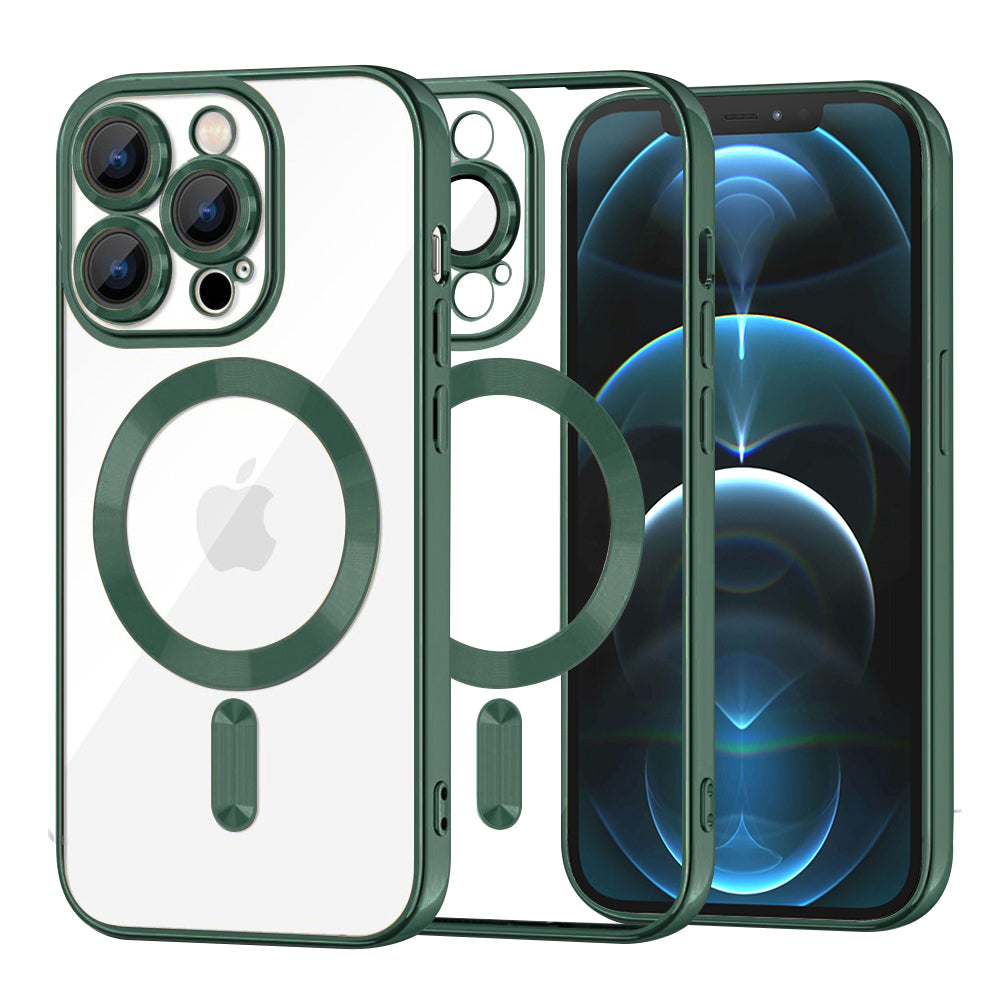 Funda MagSafe para Apple iPhone 12 Pro Max, Techsuit, Luxury Crystal, Verde Oscuro
