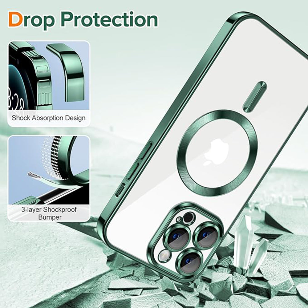 Funda MagSafe para Apple iPhone 12 Pro Max, Techsuit, Luxury Crystal, Verde Oscuro