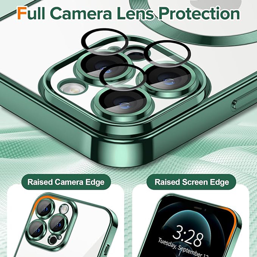 Funda MagSafe para Apple iPhone 12 Pro Max, Techsuit, Luxury Crystal, Verde Oscuro