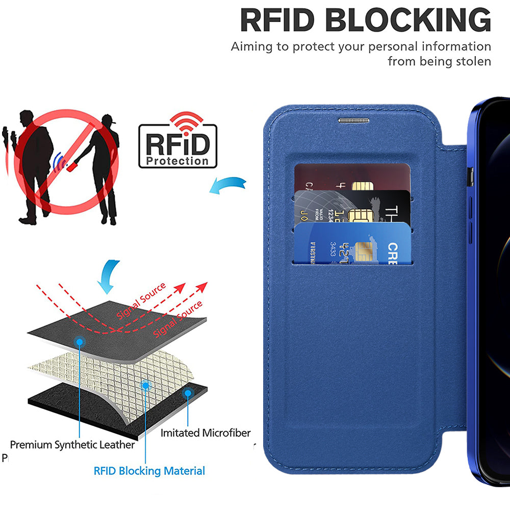 Funda MagSafe para Apple iPhone 12 Pro Max, Techsuit, SmartMag Book, Azul