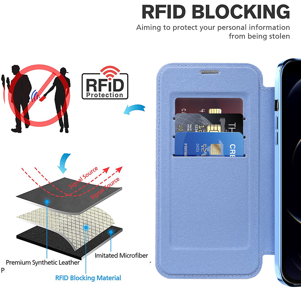 Funda MagSafe para Apple iPhone 12 Pro Max, Techsuit, SmartMag Book, Azul