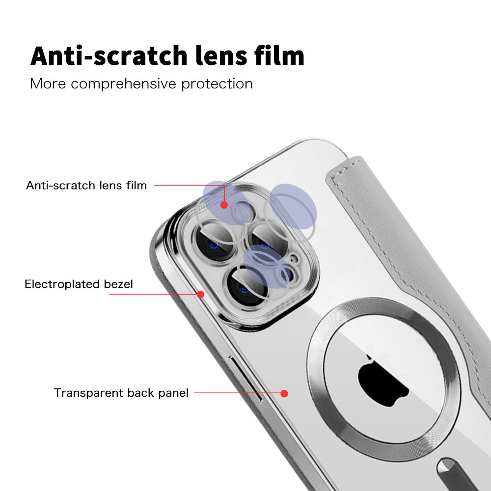 Funda MagSafe para Apple iPhone 12 Pro Max, Techsuit, SmartMag Book, Gris