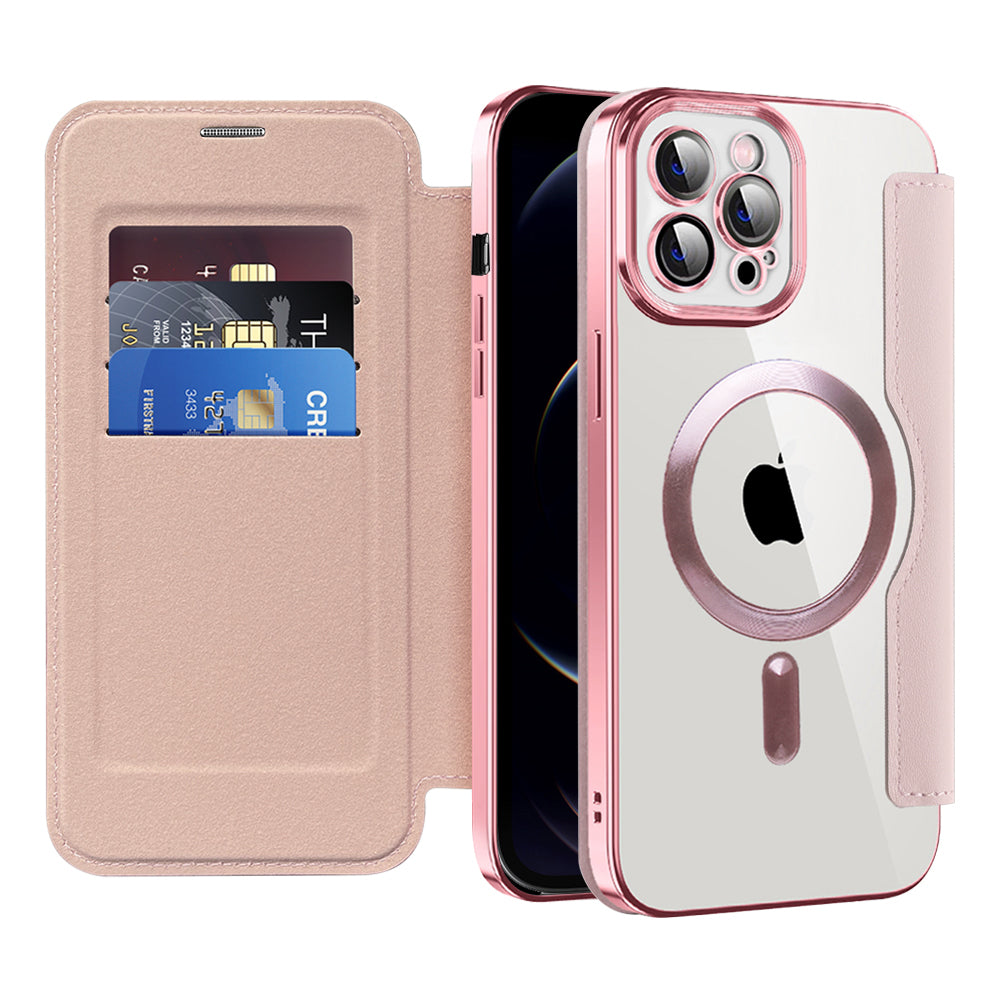 Funda MagSafe para Apple iPhone 12 Pro Max, Techsuit, SmartMag Book, Rosa
