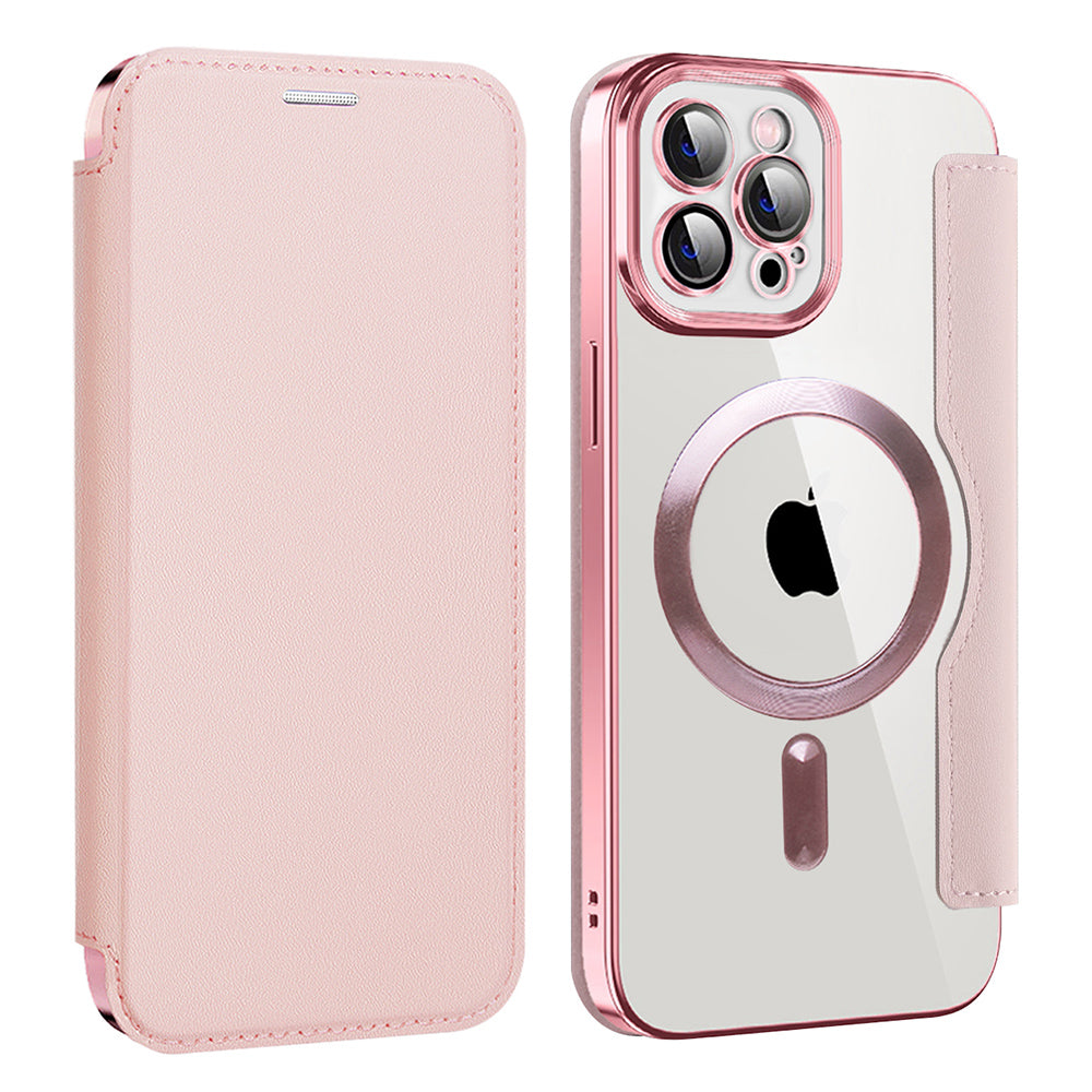 Funda MagSafe para Apple iPhone 12 Pro Max, Techsuit, SmartMag Book, Rosa