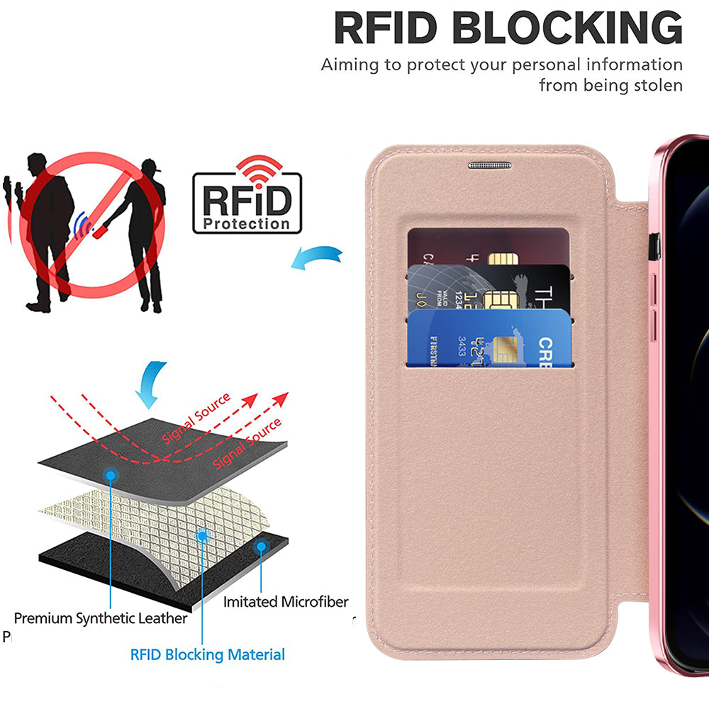 Funda MagSafe para Apple iPhone 12 Pro Max, Techsuit, SmartMag Book, Rosa