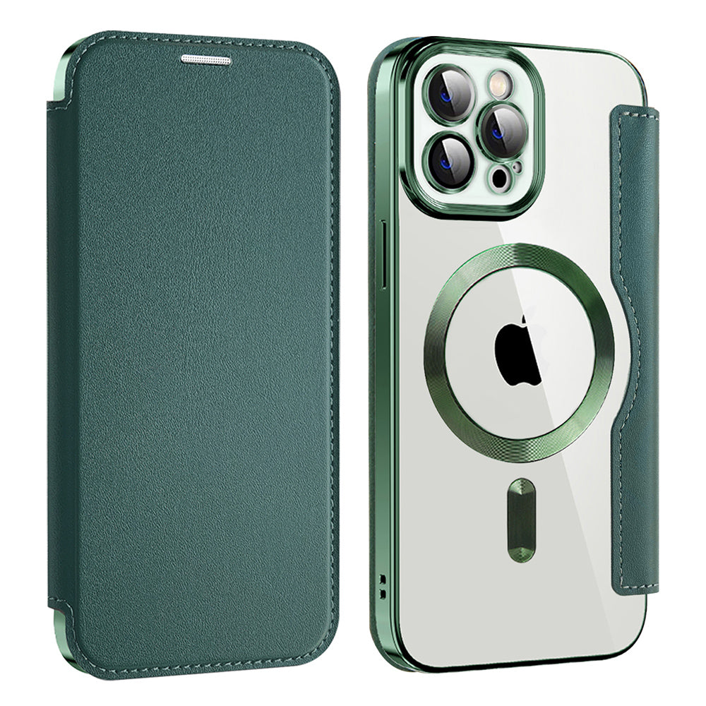 Funda MagSafe para Apple iPhone 12 Pro Max, Techsuit, SmartMag Book, Verde