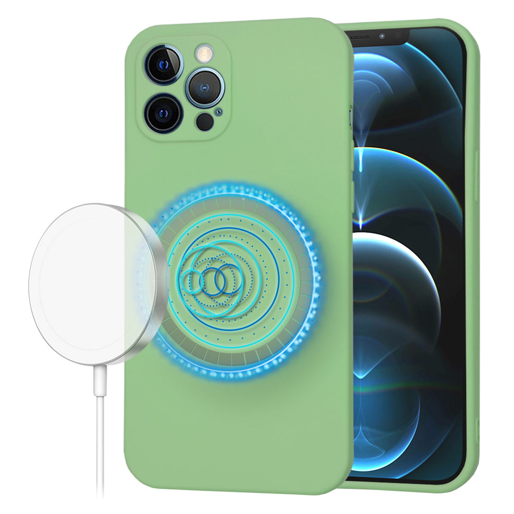 Funda MagSafe para Apple iPhone 12 Pro Max, Techsuit, SoftFlex, Verde Claro