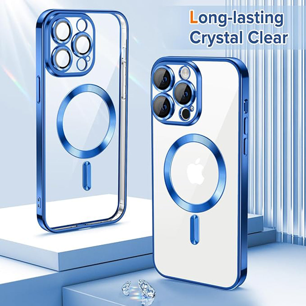 Funda MagSafe para Apple iPhone 12 Pro, Techsuit, Luxury Crystal, Azul Oscuro