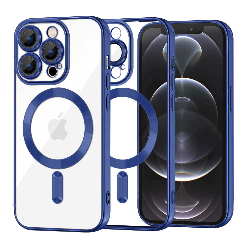 Funda MagSafe para Apple iPhone 12 Pro, Techsuit, Luxury Crystal, Azul Oscuro