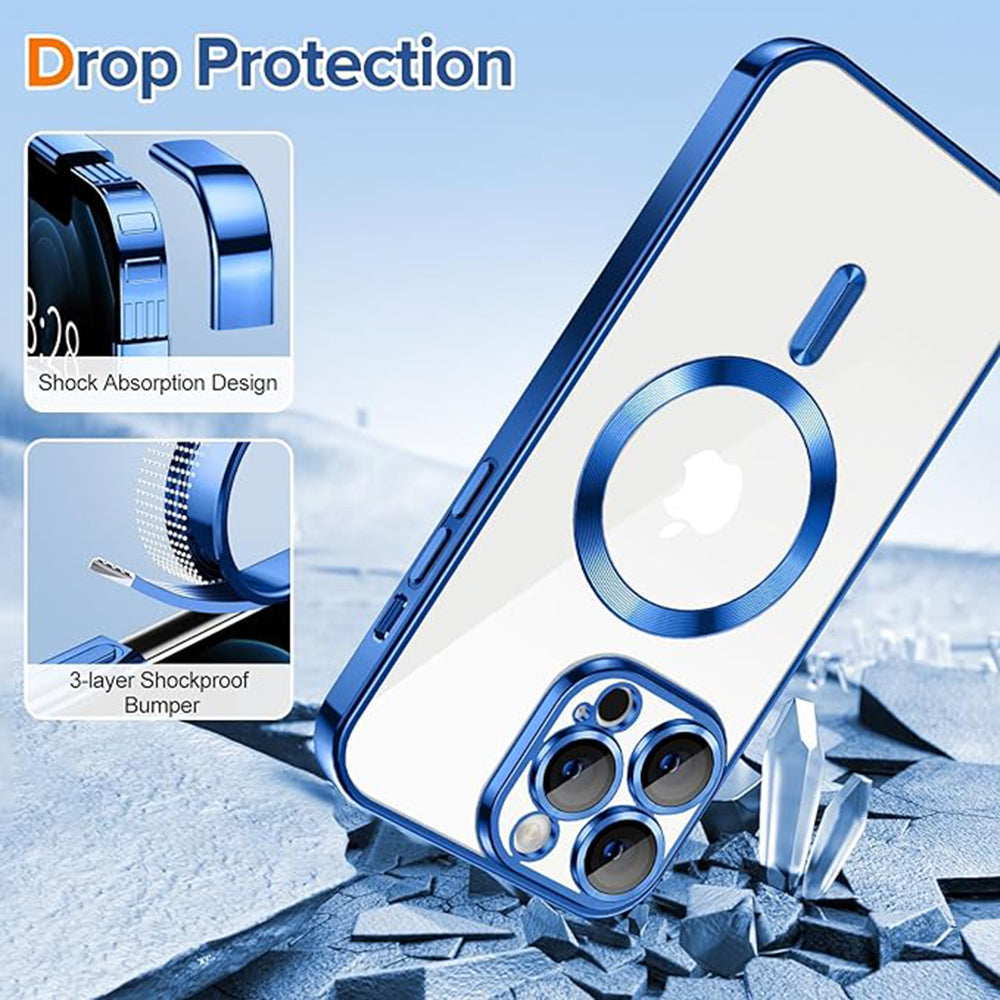 Funda MagSafe para Apple iPhone 12 Pro, Techsuit, Luxury Crystal, Azul Oscuro