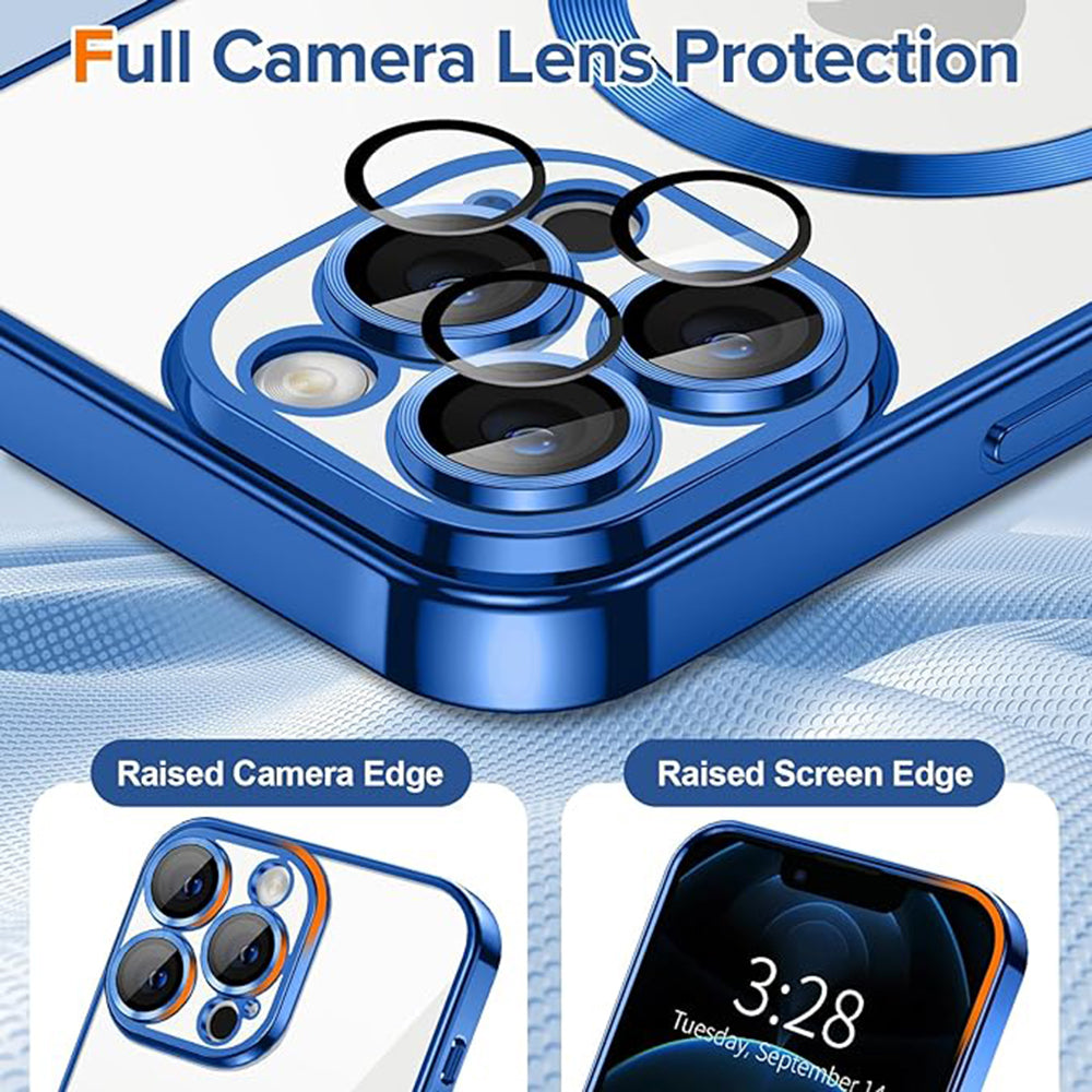 Funda MagSafe para Apple iPhone 12 Pro, Techsuit, Luxury Crystal, Azul Oscuro