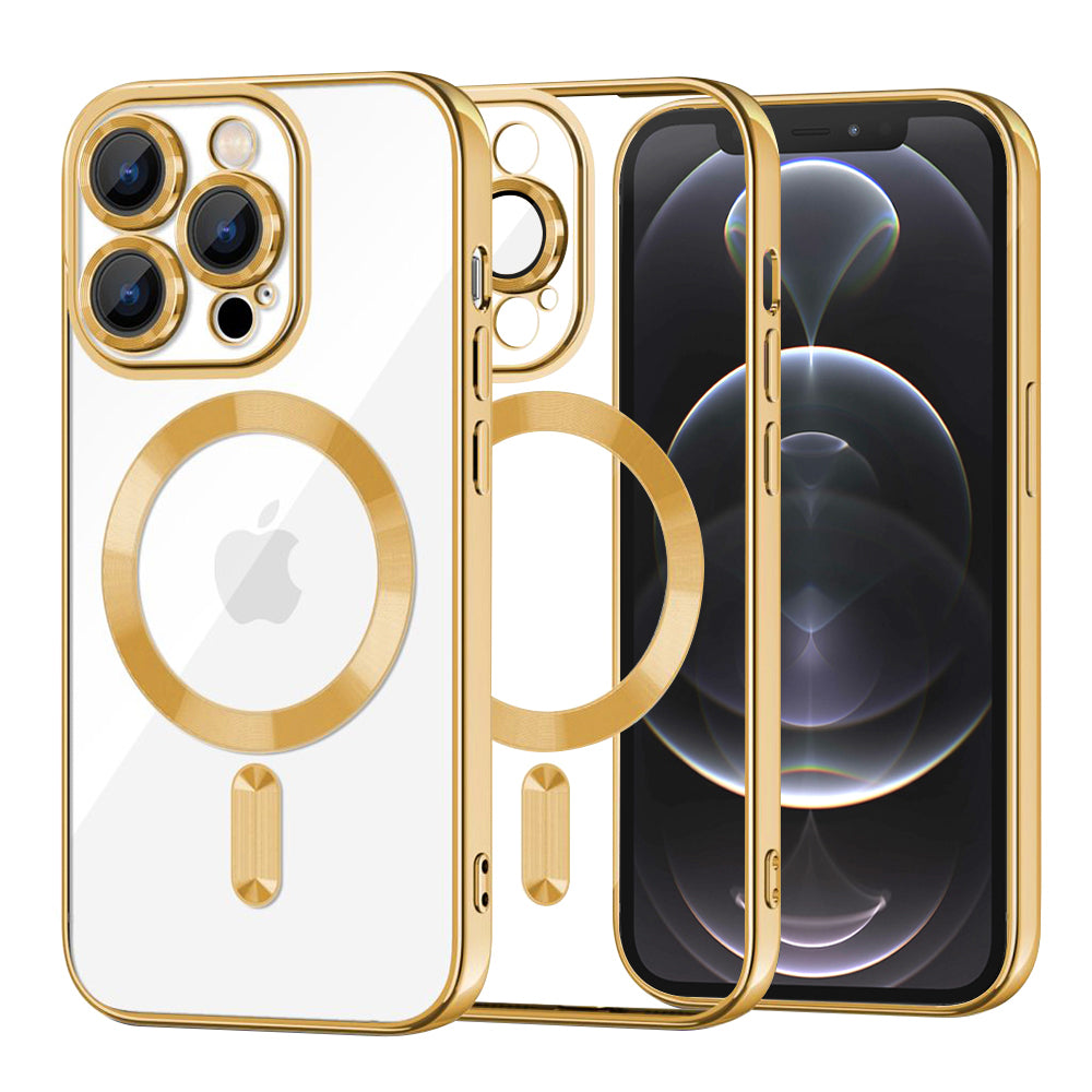 Funda MagSafe para Apple iPhone 12 Pro, Techsuit, Luxury Crystal, Dorada