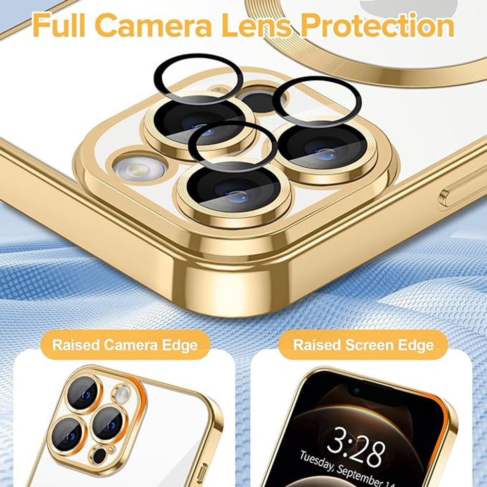 Funda MagSafe para Apple iPhone 12 Pro, Techsuit, Luxury Crystal, Dorada