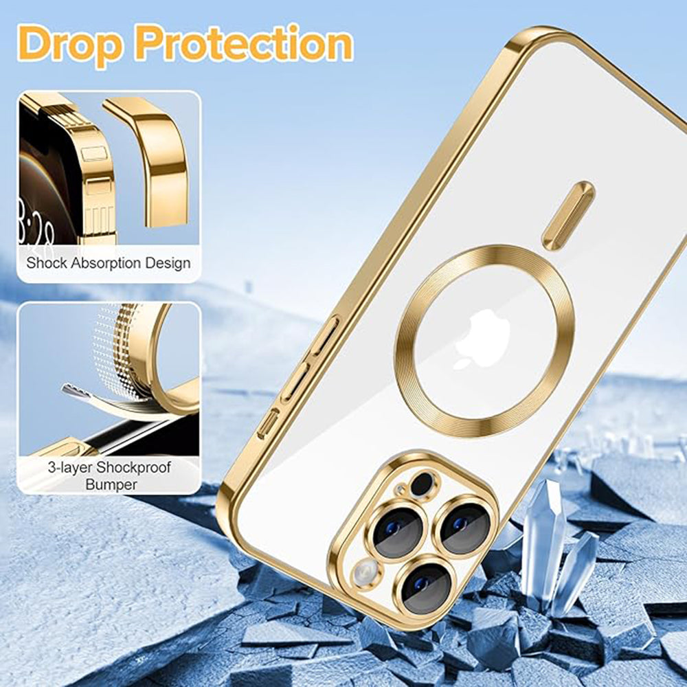 Funda MagSafe para Apple iPhone 12 Pro, Techsuit, Luxury Crystal, Dorada