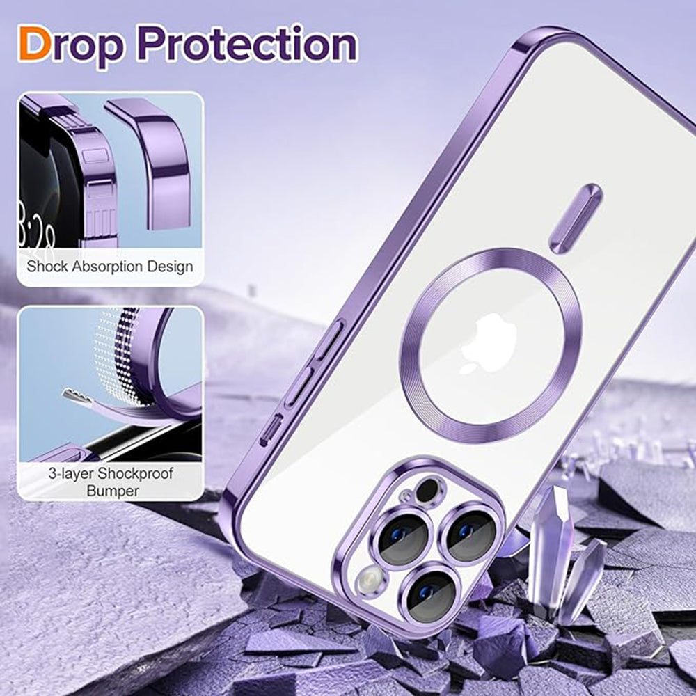 Funda MagSafe para Apple iPhone 12 Pro, Techsuit, Luxury Crystal, Morado Claro