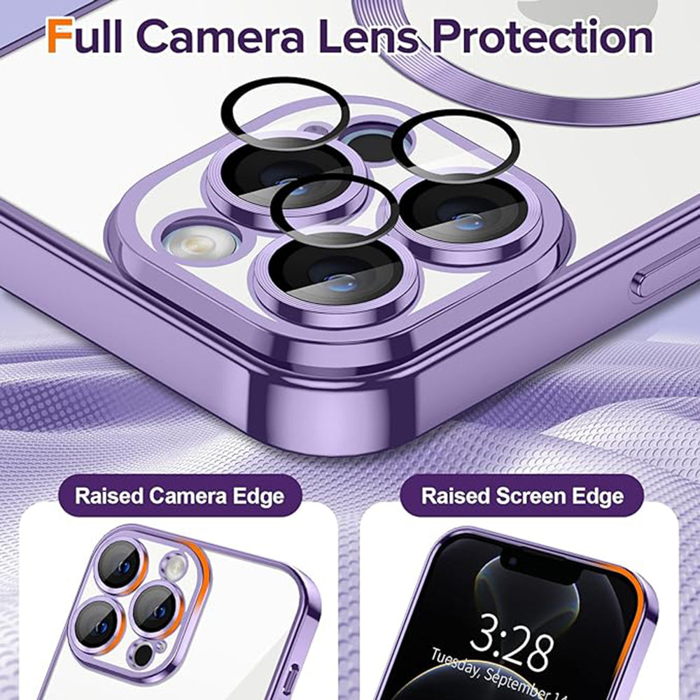 Funda MagSafe para Apple iPhone 12 Pro, Techsuit, Luxury Crystal, Morado Claro