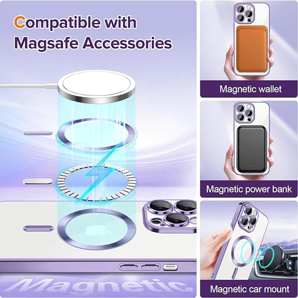 Funda MagSafe para Apple iPhone 12 Pro, Techsuit, Luxury Crystal, Morado Claro