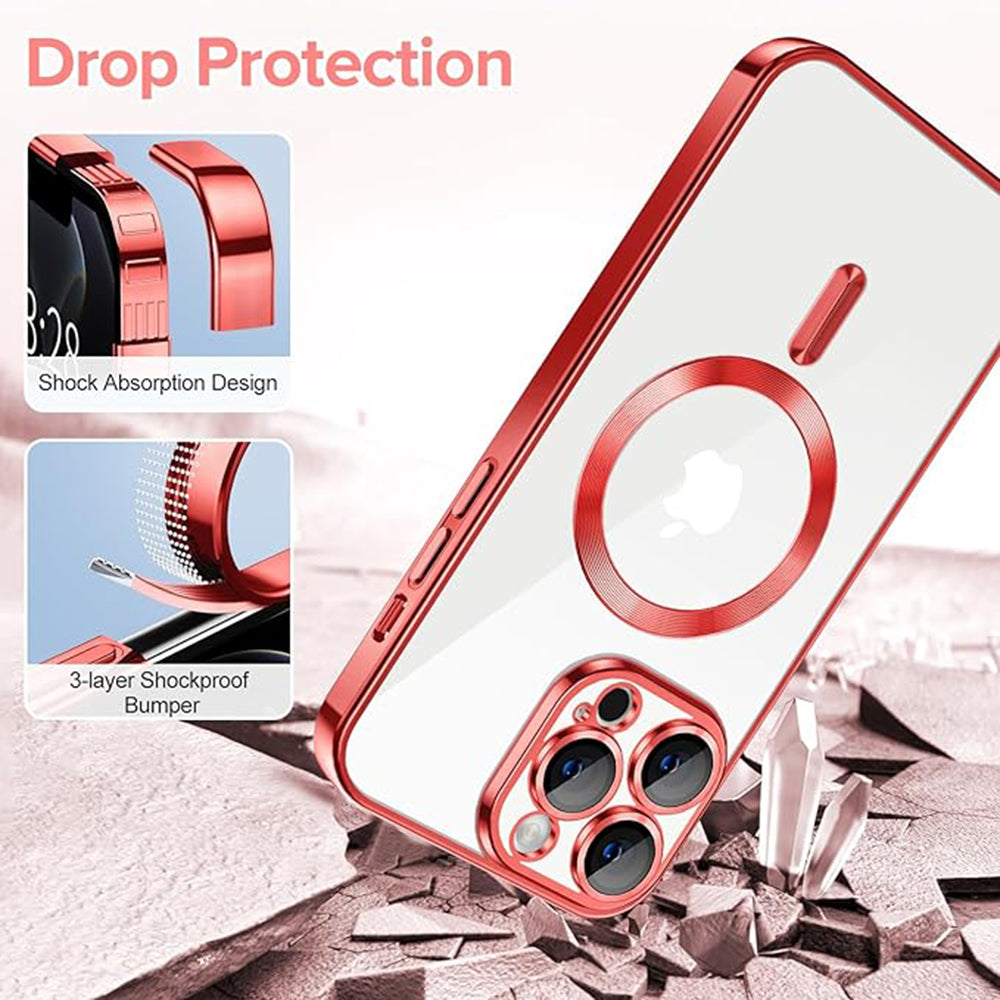 Funda MagSafe para Apple iPhone 12 Pro, Techsuit, Luxury Crystal, Roja