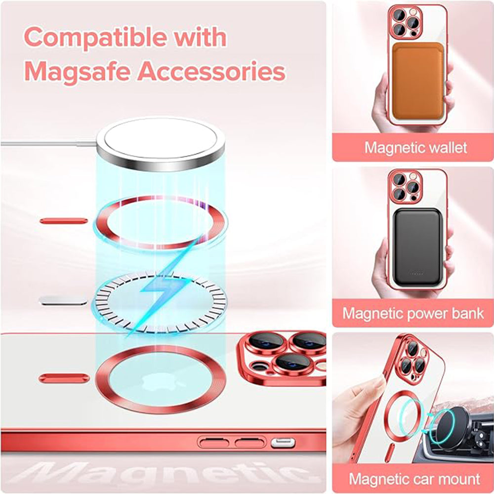 Funda MagSafe para Apple iPhone 12 Pro, Techsuit, Luxury Crystal, Roja