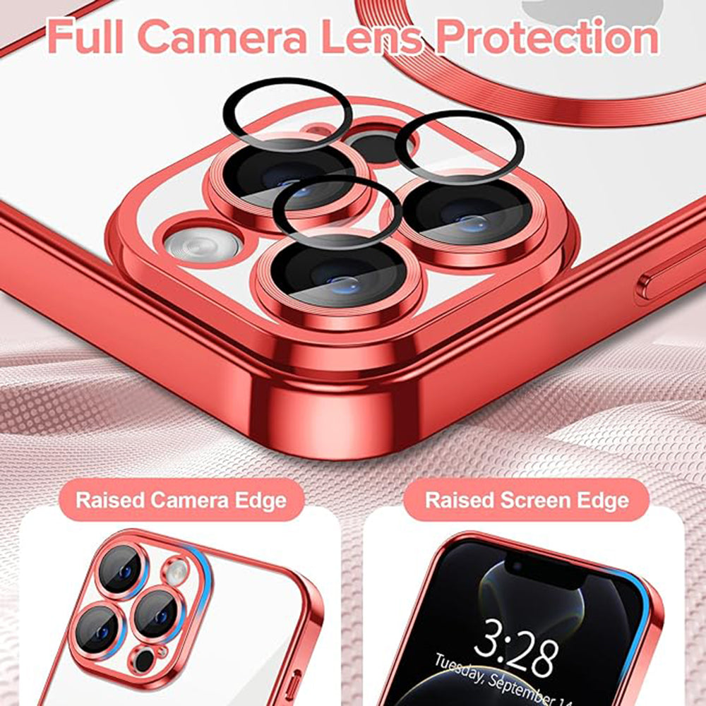 Funda MagSafe para Apple iPhone 12 Pro, Techsuit, Luxury Crystal, Roja