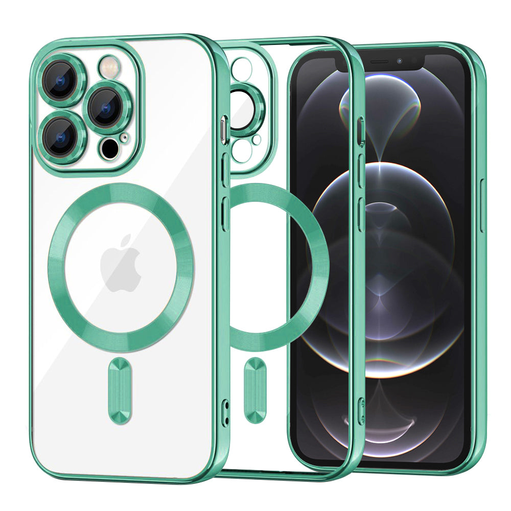 Funda MagSafe para Apple iPhone 12 Pro, Techsuit, Luxury Crystal, Verde Claro