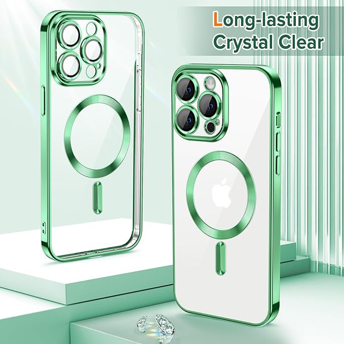 Funda MagSafe para Apple iPhone 12 Pro, Techsuit, Luxury Crystal, Verde Claro