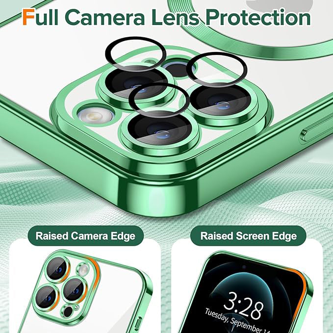 Funda MagSafe para Apple iPhone 12 Pro, Techsuit, Luxury Crystal, Verde Claro