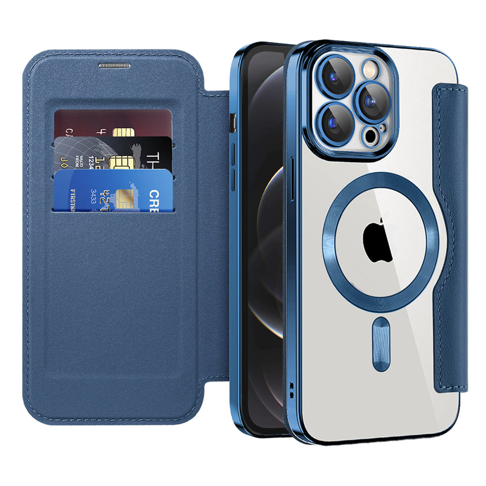 Funda MagSafe para Apple iPhone 12 Pro, Techsuit, SmartMag Book, Azul