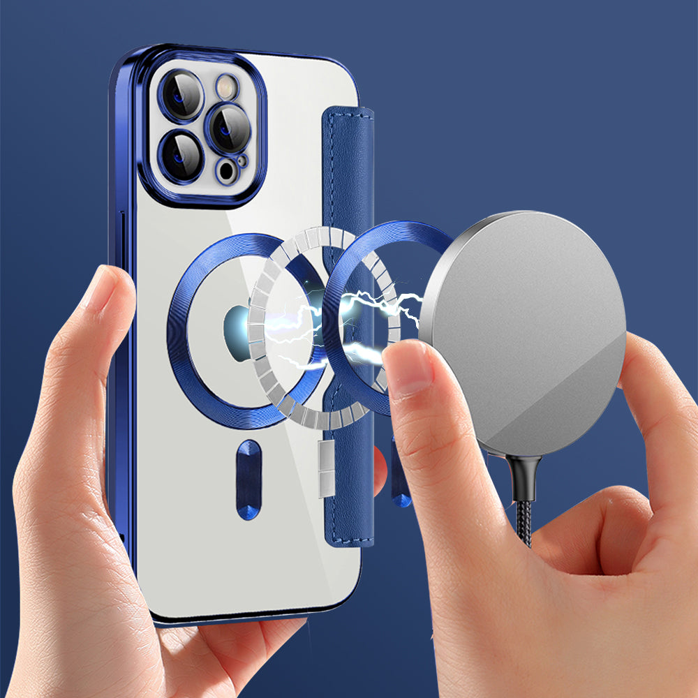Funda MagSafe para Apple iPhone 12 Pro, Techsuit, SmartMag Book, Azul