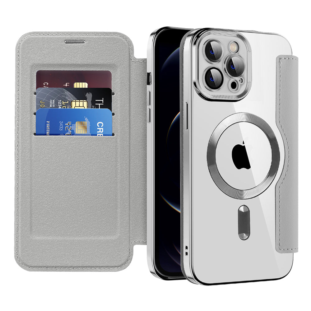 Funda MagSafe para Apple iPhone 12 Pro, Techsuit, SmartMag Book, Gris