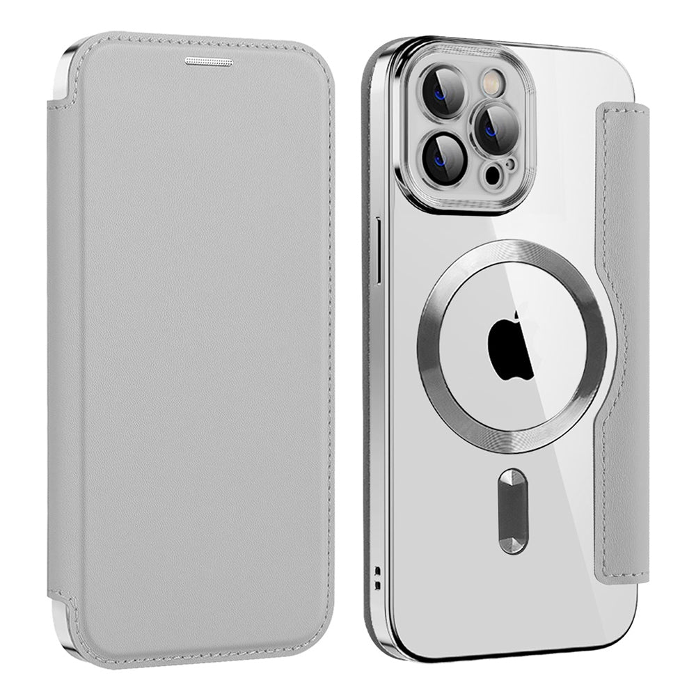 Funda MagSafe para Apple iPhone 12 Pro, Techsuit, SmartMag Book, Gris