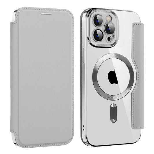 Funda MagSafe para Apple iPhone 12 Pro, Techsuit, SmartMag Book, Gris