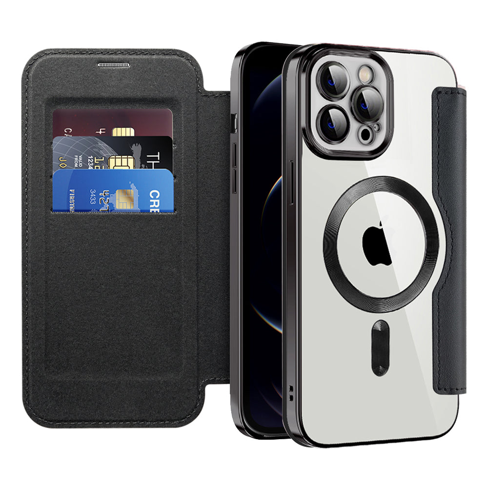 Funda MagSafe para Apple iPhone 12 Pro, Techsuit, SmartMag Book, Negra