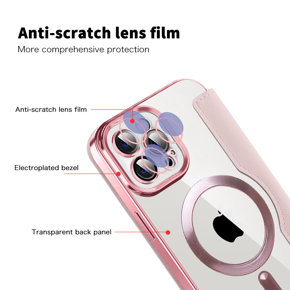 Funda MagSafe para Apple iPhone 12 Pro, Techsuit, SmartMag Book, Rosa