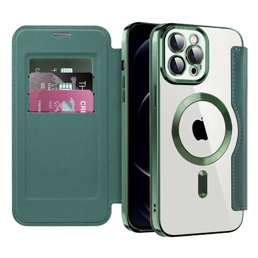 Funda MagSafe para Apple iPhone 12 Pro, Techsuit, SmartMag Book, Verde