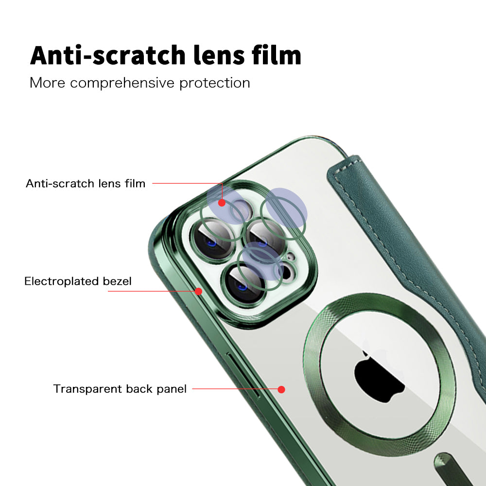Funda MagSafe para Apple iPhone 12 Pro, Techsuit, SmartMag Book, Verde