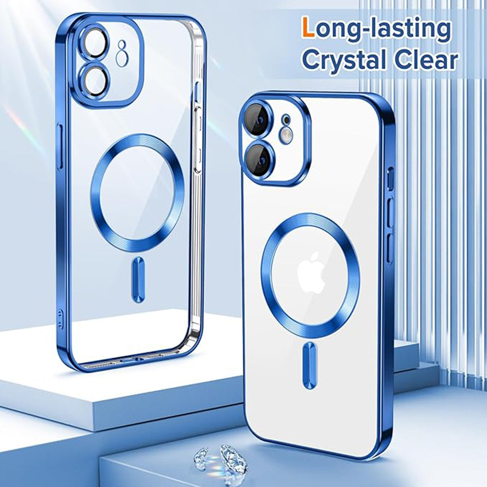 Funda MagSafe para Apple iPhone 12, Techsuit, Luxury Crystal, Azul Oscuro