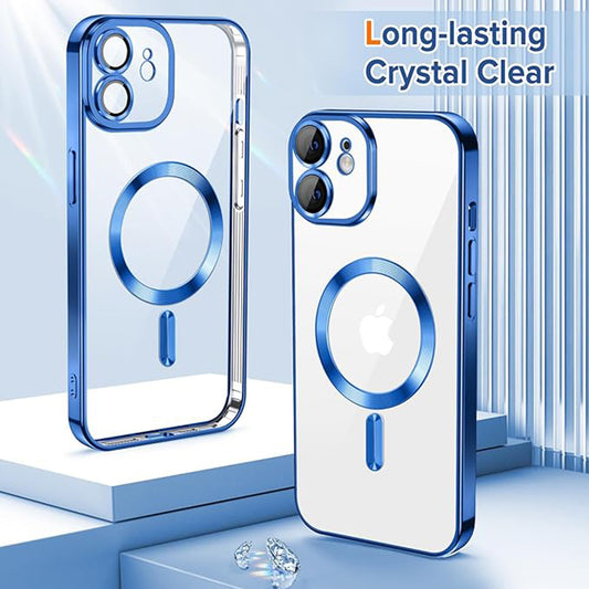 Funda MagSafe para Apple iPhone 12, Techsuit, Luxury Crystal, Azul Oscuro