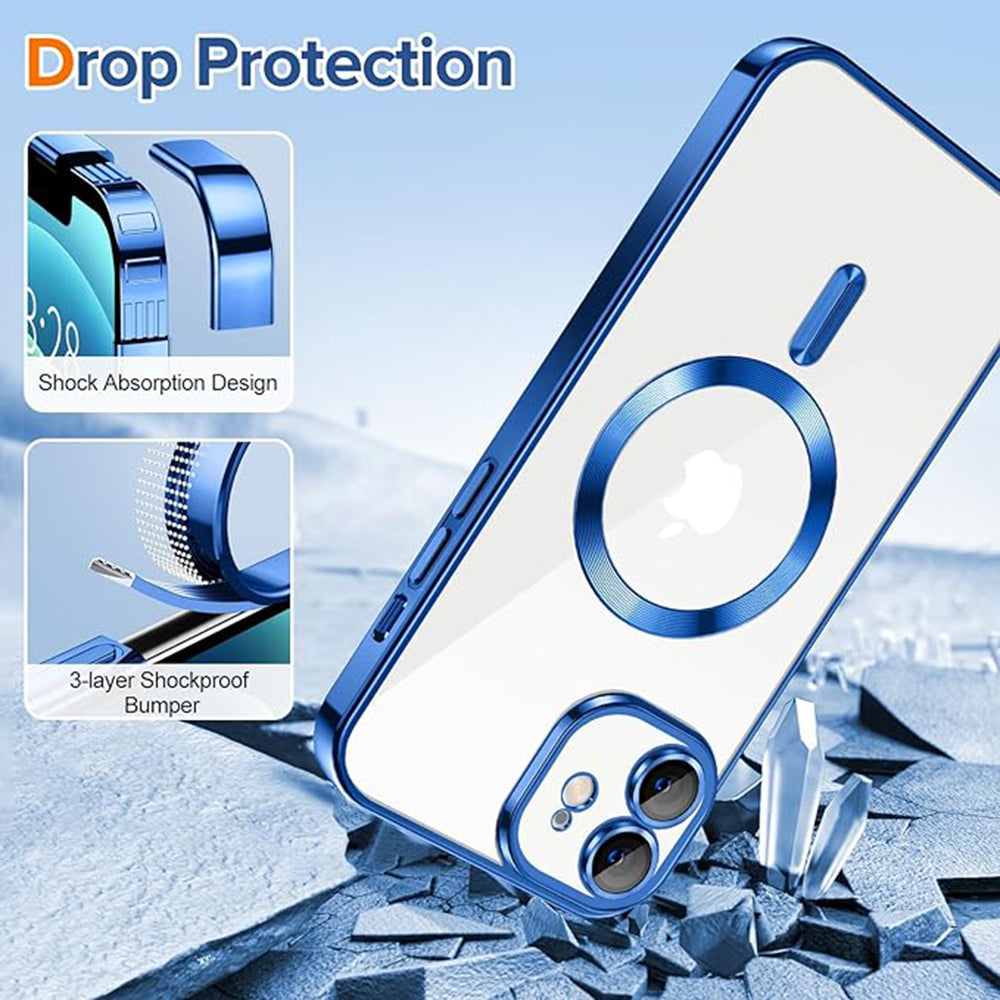 Funda MagSafe para Apple iPhone 12, Techsuit, Luxury Crystal, Azul Oscuro