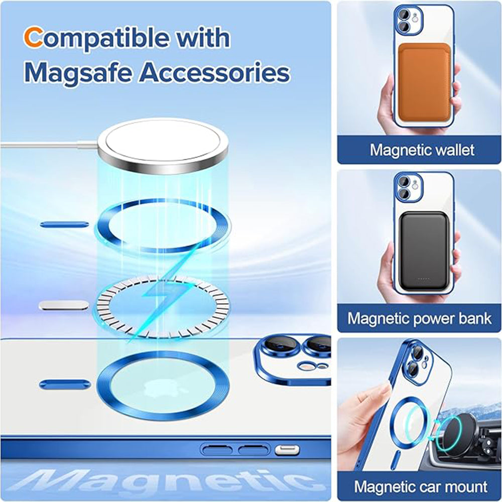 Funda MagSafe para Apple iPhone 12, Techsuit, Luxury Crystal, Azul Oscuro