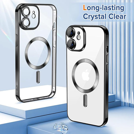 Funda MagSafe para Apple iPhone 12, Techsuit, Luxury Crystal, Negra