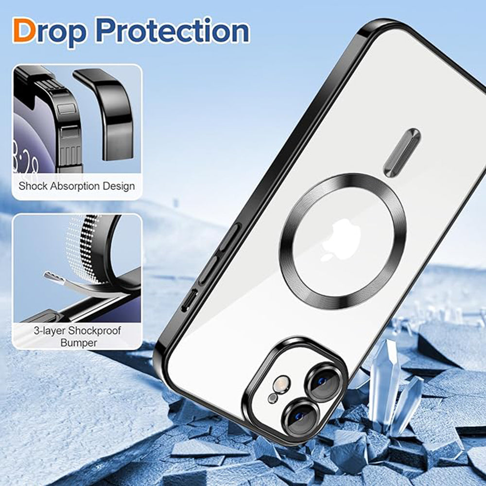 Funda MagSafe para Apple iPhone 12, Techsuit, Luxury Crystal, Negra