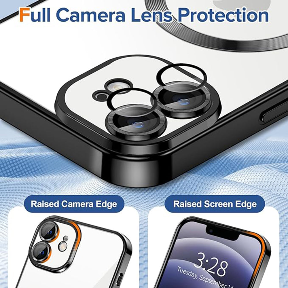Funda MagSafe para Apple iPhone 12, Techsuit, Luxury Crystal, Negra