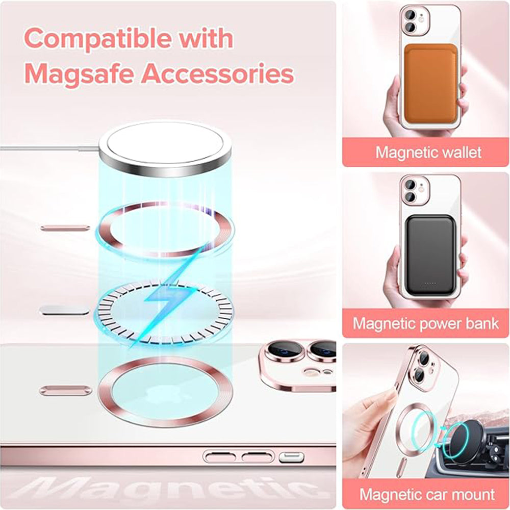 Funda MagSafe para Apple iPhone 12, Techsuit, Luxury Crystal, Rosa