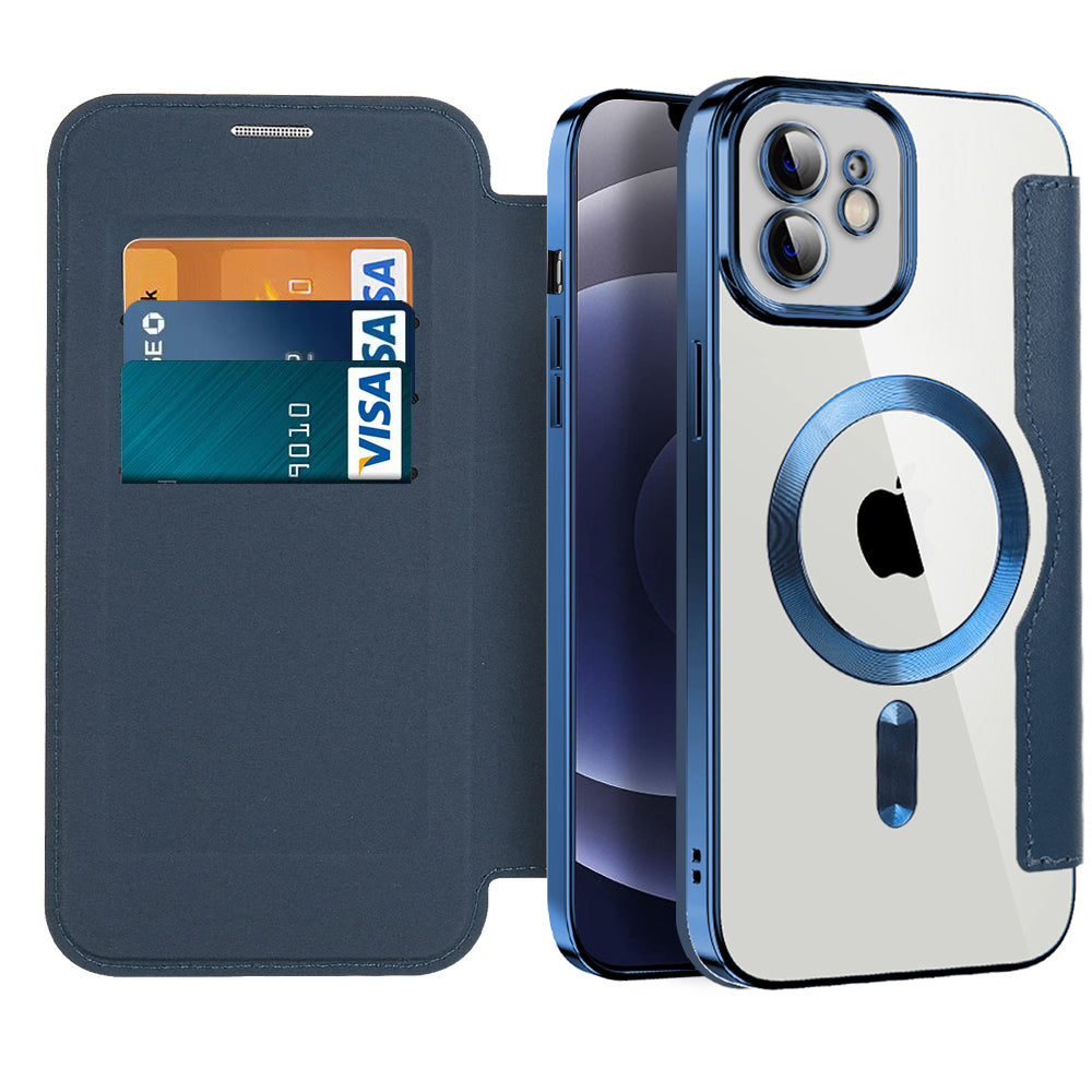 Funda MagSafe para Apple iPhone 12, Techsuit, SmartMag Book, Azul