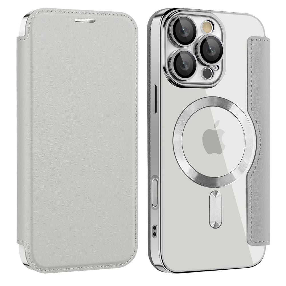 Funda MagSafe para Apple iPhone 12, Techsuit, SmartMag Book, Gris