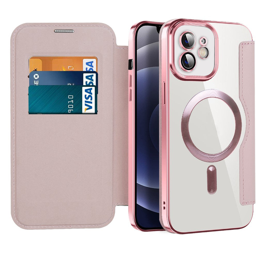 Funda MagSafe para Apple iPhone 12, Techsuit, SmartMag Book, Rosa