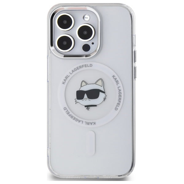 Funda MagSafe para Apple iPhone 13 Pro Max, Karl Lagerfeld, IML Metal Choupette's Head, Blanca