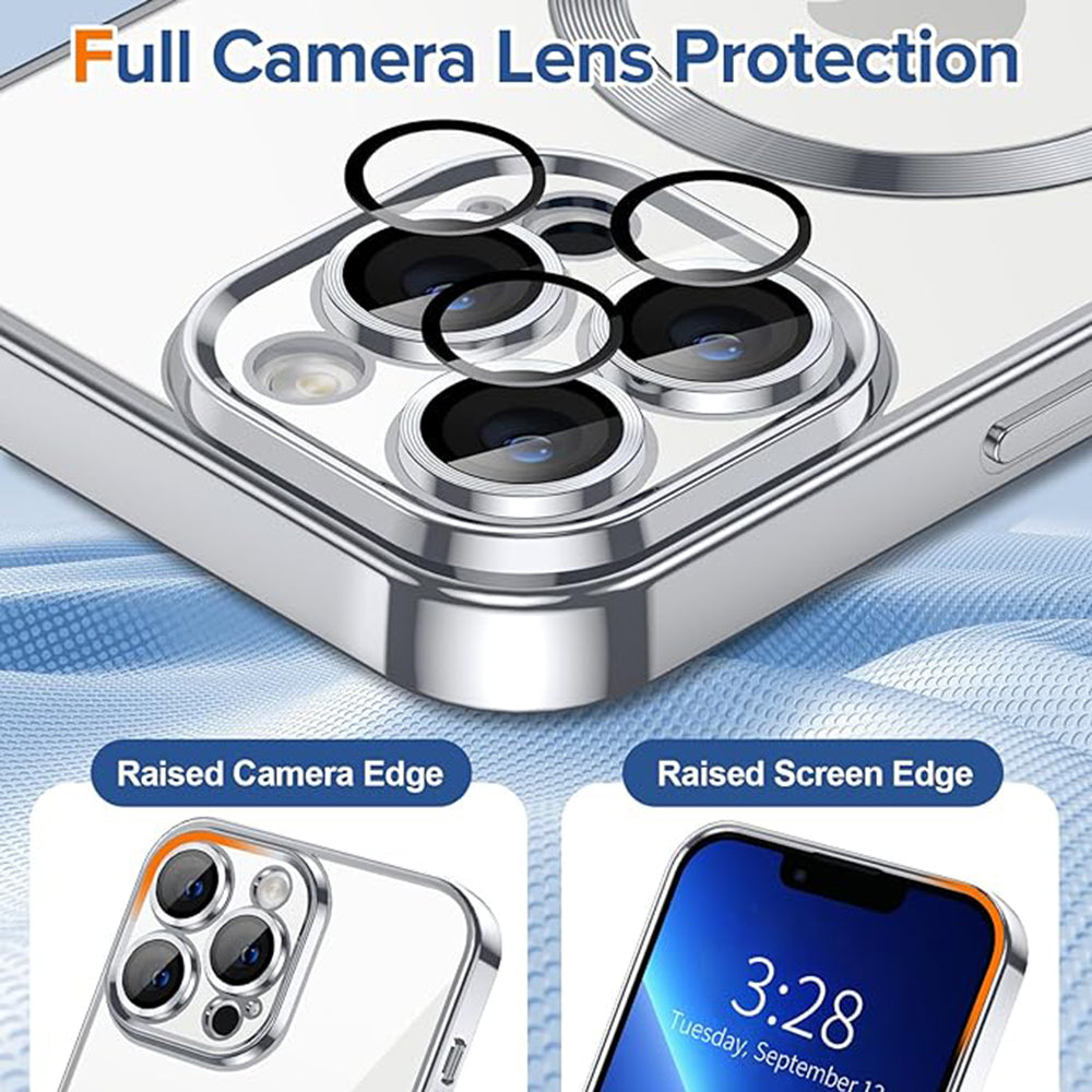 Funda MagSafe para Apple iPhone 13 Pro Max, Techsuit, Luxury Crystal, Plateada